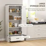 HOMCOM 72" Farmhouse Pantry Cabinet with Adjustable Shelves, Kitchen Pantry Cabinet with 2 Doors, Distressed White - Image 4