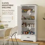 HOMCOM 72" Farmhouse Pantry Cabinet with Adjustable Shelves, Kitchen Pantry Cabinet with 2 Doors, Distressed White - Image 5