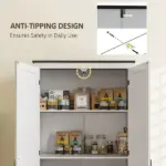 HOMCOM 72" Farmhouse Pantry Cabinet with Adjustable Shelves, Kitchen Pantry Cabinet with 2 Doors, Distressed White - Image 7