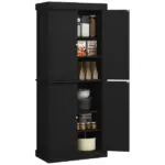 72" Freestanding Kitchen Pantry Cabinet Black with Doors and Shelves Food Storage - Image 11