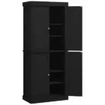 72" Freestanding Kitchen Pantry Cabinet Black with Doors and Shelves Food Storage - Image 12