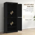 72" Freestanding Kitchen Pantry Cabinet Black with Doors and Shelves Food Storage - Image 5
