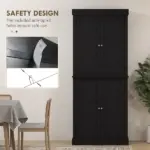 72" Freestanding Kitchen Pantry Cabinet Black with Doors and Shelves Food Storage - Image 6