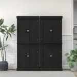 72" Freestanding Kitchen Pantry Cabinet Black with Doors and Shelves Food Storage - Image 9