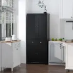 HOMCOM 72" Freestanding Kitchen Pantry Cabinet Storage with Doors Black - Image 2
