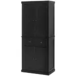 HOMCOM 72" Freestanding Kitchen Pantry Cabinet Storage with Doors Black
