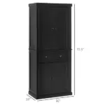 HOMCOM 72" Freestanding Kitchen Pantry Cabinet Storage with Doors Black - Image 3