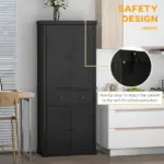 HOMCOM 72" Freestanding Kitchen Pantry Cabinet Storage with Doors Black - Image 6