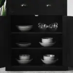 HOMCOM 72" Freestanding Kitchen Pantry Cabinet Storage with Doors Black - Image 9