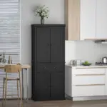 HOMCOM 72" Freestanding Kitchen Pantry Cabinet Storage with Doors Black - Image 10