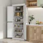 72" Kitchen Cabinet, Pantry Storage Cabinet with Doors and Shelves, Freestanding Food Pantry Cabinet, White - Image 2