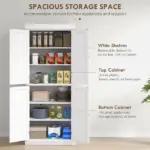 72" Kitchen Cabinet, Pantry Storage Cabinet with Doors and Shelves, Freestanding Food Pantry Cabinet, White - Image 4