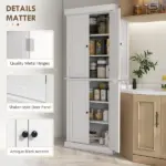 72" Kitchen Cabinet, Pantry Storage Cabinet with Doors and Shelves, Freestanding Food Pantry Cabinet, White - Image 7