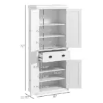 HOMCOM 72 Kitchen Pantry Cabinet Storage, Freestanding Cupboard with Drawer 4 Doors Adjustable Shelves, White - Image 3