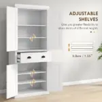 HOMCOM 72 Kitchen Pantry Cabinet Storage, Freestanding Cupboard with Drawer 4 Doors Adjustable Shelves, White - Image 5