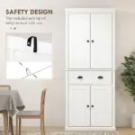 HOMCOM 72 Kitchen Pantry Cabinet Storage, Freestanding Cupboard with Drawer 4 Doors Adjustable Shelves, White - Image 6