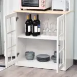 72" Kitchen Pantry Cabinet Storage, Freestanding Storage Cabinet with Hutch, Countertop, Glass Doors and Adjustable Shelves, White - Image 13