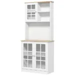 72" Kitchen Pantry Cabinet Storage, Freestanding Storage Cabinet with Hutch, Countertop, Glass Doors and Adjustable Shelves, White - Image 14