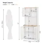72" Kitchen Pantry Cabinet Storage, Freestanding Storage Cabinet with Hutch, Countertop, Glass Doors and Adjustable Shelves, White - Image 4