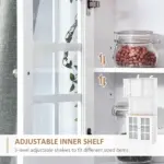 72" Kitchen Pantry Cabinet Storage, Freestanding Storage Cabinet with Hutch, Countertop, Glass Doors and Adjustable Shelves, White - Image 9