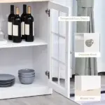 72" Kitchen Pantry Cabinet Storage, Freestanding Storage Cabinet with Hutch, Countertop, Glass Doors and Adjustable Shelves, White - Image 10