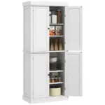 HOMCOM 72 Inch Kitchen Pantry Cabinet Storage with Doors and Shelves Elegant Kitchen Storage, White - Image 11