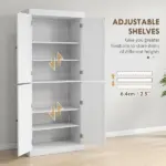 HOMCOM 72 Inch Kitchen Pantry Cabinet Storage with Doors and Shelves Elegant Kitchen Storage, White - Image 5