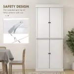 HOMCOM 72 Inch Kitchen Pantry Cabinet Storage with Doors and Shelves Elegant Kitchen Storage, White - Image 6