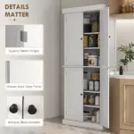 HOMCOM 72 Inch Kitchen Pantry Cabinet Storage with Doors and Shelves Elegant Kitchen Storage, White - Image 7