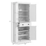 72" White Freestanding Kitchen Cabinet Pantry with Shelves, Spacious Storage Solution - Image 3
