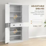 72" White Freestanding Kitchen Cabinet Pantry with Shelves, Spacious Storage Solution - Image 5