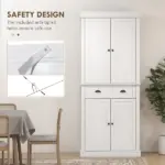 72" White Freestanding Kitchen Cabinet Pantry with Shelves, Spacious Storage Solution - Image 6
