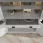 72" White Freestanding Kitchen Cabinet Pantry with Shelves, Spacious Storage Solution - Image 8