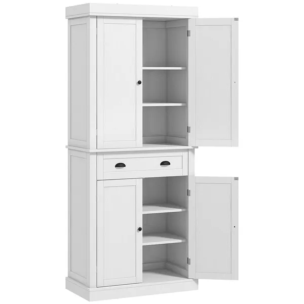 72-white-freestanding-kitchen-cabinet-pantry-with-shelves-spacious-storage-solution.webp 72" White Freestanding Kitchen Cabinet Pantry with Shelves, Spacious Storage Solution - Image 1