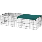 PawHut 72.8 Inch Small Animal Playpen with Roof Green and Black
