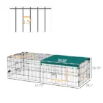 PawHut 72.8 Inch Small Animal Playpen with Roof Green and Black - Image 3