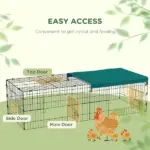 PawHut 72.8 Inch Small Animal Playpen with Roof Green and Black - Image 5