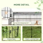 PawHut 72.8 Inch Small Animal Playpen with Roof Green and Black - Image 7