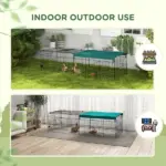 PawHut 72.8 Inch Small Animal Playpen with Roof Green and Black - Image 8