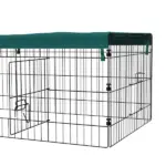 PawHut 72.8 Inch Small Animal Playpen with Roof Green and Black - Image 10