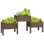 73 Inch x 18 Inch x 32 Inch 3 Tier Raised Garden Bed with Three Elevated Planter Box for Vegetables, Herb and Flowers, Coffee