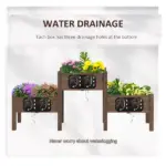 73 Inch x 18 Inch x 32 Inch 3 Tier Raised Garden Bed with Three Elevated Planter Box for Vegetables, Herb and Flowers, Coffee - Image 4