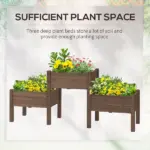 73 Inch x 18 Inch x 32 Inch 3 Tier Raised Garden Bed with Three Elevated Planter Box for Vegetables, Herb and Flowers, Coffee - Image 6