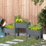 73"x18"x32" 3-Tier Elevated Wooden Garden Bed, Grey, Freestanding for Herbs and Flowers - Image 2