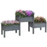 73"x18"x32" 3-Tier Elevated Wooden Garden Bed, Grey, Freestanding for Herbs and Flowers