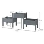 73"x18"x32" 3-Tier Elevated Wooden Garden Bed, Grey, Freestanding for Herbs and Flowers - Image 3
