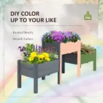 73"x18"x32" 3-Tier Elevated Wooden Garden Bed, Grey, Freestanding for Herbs and Flowers - Image 4