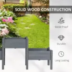 73"x18"x32" 3-Tier Elevated Wooden Garden Bed, Grey, Freestanding for Herbs and Flowers - Image 5