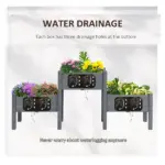 73"x18"x32" 3-Tier Elevated Wooden Garden Bed, Grey, Freestanding for Herbs and Flowers - Image 6