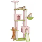 74" Flower Cat Tree, Large Cat Tower with Scratching Post and Board for Indoor Cats, Pink - Image 11